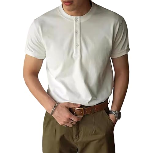 Herren Taillierte Manschetten Henley Ausschnitt T-Shirts Gym Sport Sportlich Fit Tees Atmungsaktive Stretch Bequeme Tops, blank, L Herren Taillierte Manschetten Henley Ausschnitt T-Shirts Gym Sport Sportlich Fit Tees Atmungsaktive Stretch Bequeme Tops, blank, L von Maiyifu-GJ