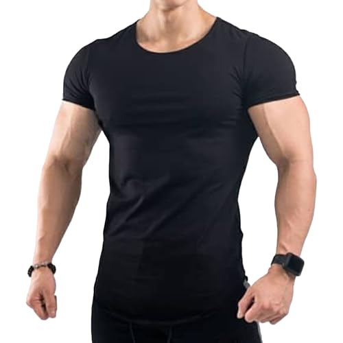 Herren lockere Passform T-Shirts mit gebogenem Saum Schnell trocknende atmungsaktive athletische T-Shirts Komfort Casual Soft Tops, blacks, XL Herren lockere Passform T-Shirts mit gebogenem Saum Schnell trocknende atmungsaktive athletische T-Shirts Komfort Casual Soft Tops, blacks, XL von Maiyifu-GJ