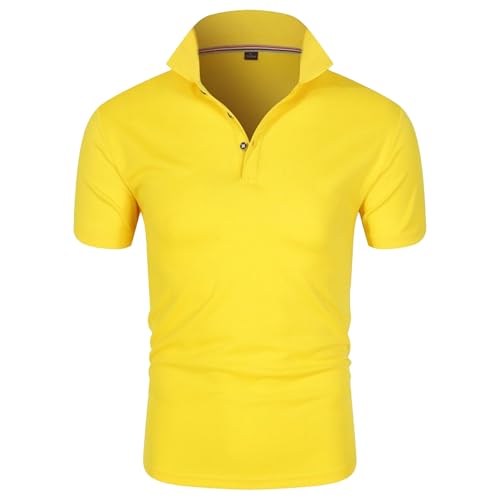 Klassische Sommer Einfarbig T-Shirts Herren Polokragen Atmungsaktiv Leicht Business Casual Komfort Stilvolle Tops, yellow (gelb), XXL von Maiyifu-GJ