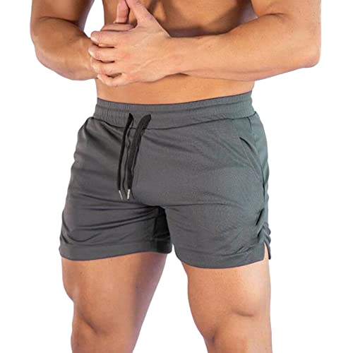 Maiyifu-GJ Gym Bodybuilding Workout Shorts Running Lightweight Jogging Kurze Hose Kordelzug Taillierte Training Shorts, gray, XXL, Klassisch von Maiyifu-GJ