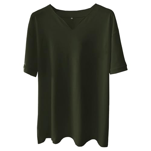Maiyifu-GJ Herren Big & Hoch Sommer Baumwolle V-Ausschnitt T-Shirts Atmungsaktiv Schnell Trocknend Relaxed Fit Tees Weiche Leichte Casual Tops, Grüne Np, L Maiyifu-GJ Herren Big & Hoch Sommer Baumwolle V-Ausschnitt T-Shirts Atmungsaktiv Schnell Trocknend Relaxed Fit Tees Weiche Leichte Casual Tops, Grüne Np, L von Maiyifu-GJ