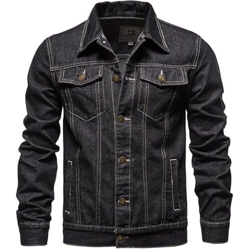 Maiyifu-GJ Herren Distressed Denim Jacke Casual Slim Fit Jean Jacket Button Front Washed Jean Trucker Jacket, Blacka2, 5XL Maiyifu-GJ Herren Distressed Denim Jacke Casual Slim Fit Jean Jacket Button Front Washed Jean Trucker Jacket, Blacka2, 5XL von Maiyifu-GJ