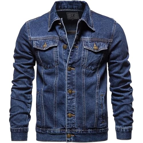 Maiyifu-GJ Herren Distressed Denim Jacke Casual Slim Fit Jean Jacket Button Front Washed Jean Trucker Jacket, Dark Bluea2, L Maiyifu-GJ Herren Distressed Denim Jacke Casual Slim Fit Jean Jacket Button Front Washed Jean Trucker Jacket, Dark Bluea2, L von Maiyifu-GJ