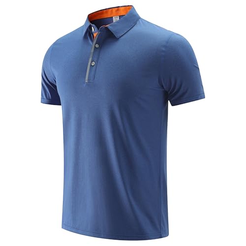 Maiyifu-GJ Moderne Freizeit-T-Shirts für Herren, Büro-T-Shirts, schnelltrocknend, luftig, Workout, Kragen, Knopf, Poloshirts, Blau, XL Maiyifu-GJ Moderne Freizeit-T-Shirts für Herren, Büro-T-Shirts, schnelltrocknend, luftig, Workout, Kragen, Knopf, Poloshirts, Blau, XL von Maiyifu-GJ