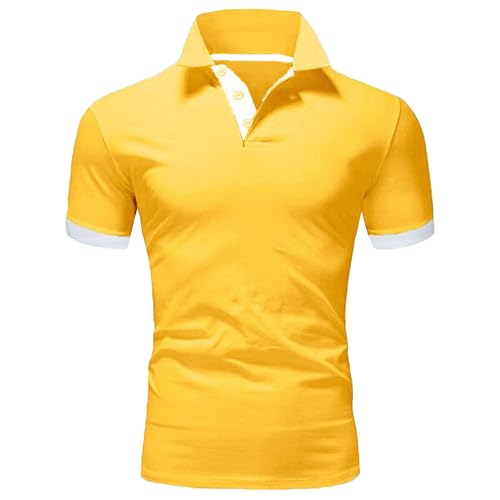 Modisches Herren-Poloshirt, mehrfarbig, atmungsaktiv, bequeme Passform, Oberteile, weich, leicht, klassischer Kragen, Gelb, 3XL Modisches Herren-Poloshirt, mehrfarbig, atmungsaktiv, bequeme Passform, Oberteile, weich, leicht, klassischer Kragen, Gelb, 3XL von Maiyifu-GJ