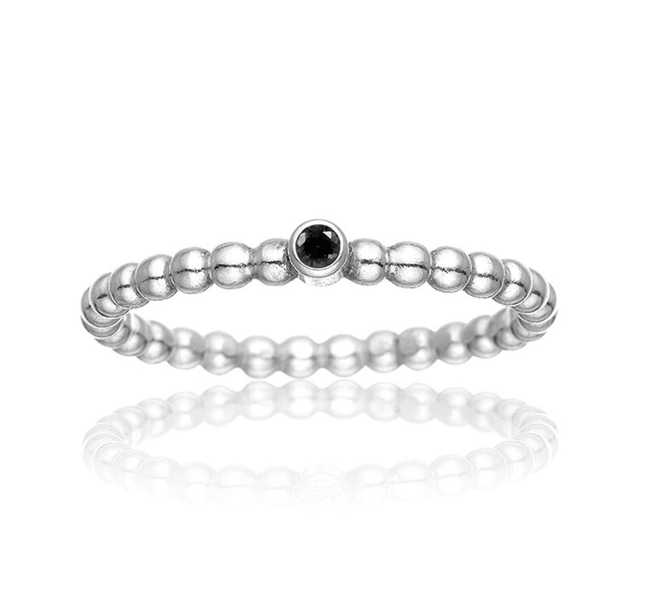 Schwarzer Diamantring, Kugelring Silber Mit Stein, Silberring Handgefertigt, Maj Stougaard von MajStougaard