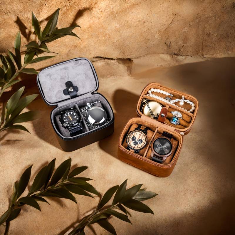 Custom Men's Watch Box, Travel Jewelry Case, Leather Brown Gift For Him, Groom von MajWY1