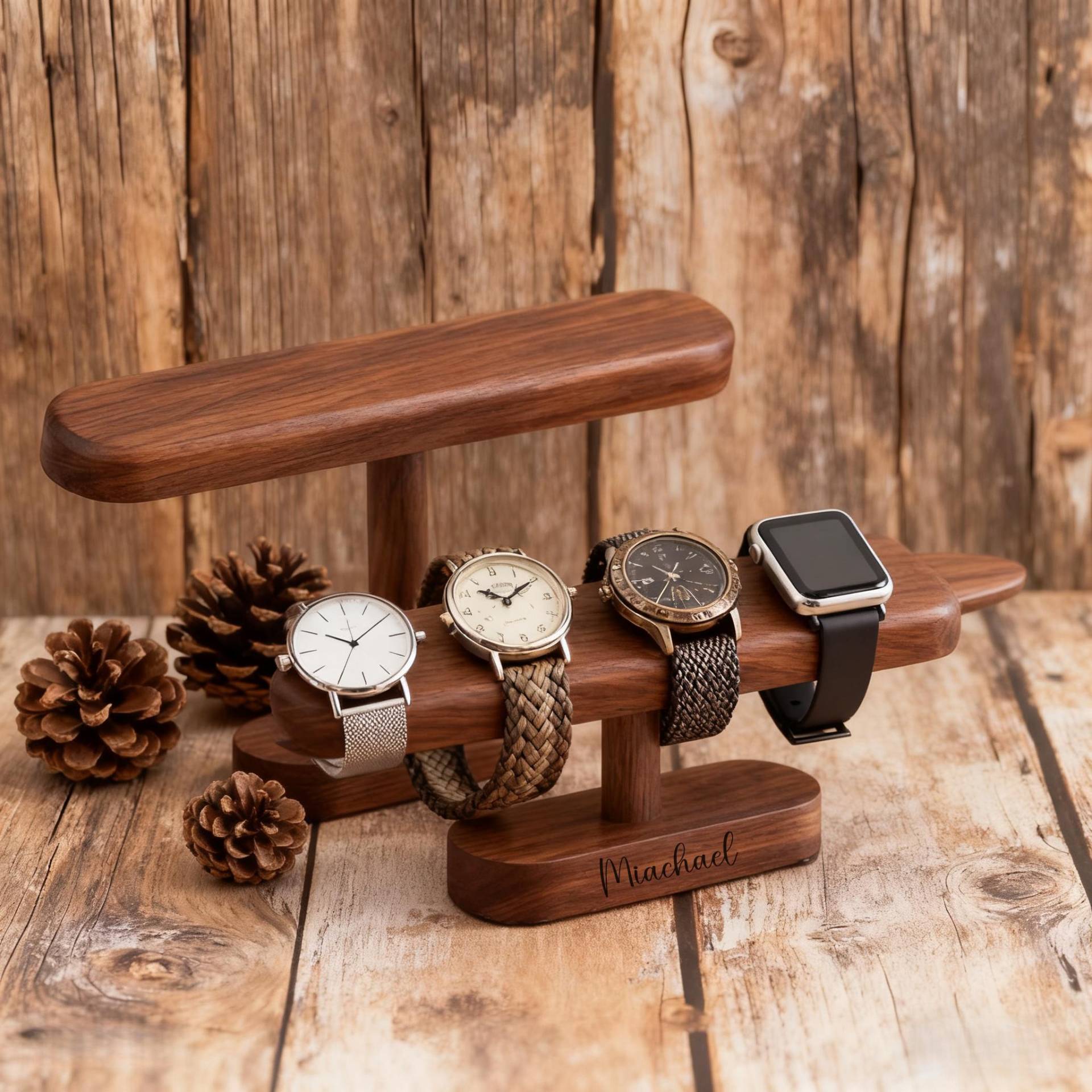 Personalized Wooden Watch Holder Stand, Custom Name Display Gifts For A Lover, For Men, Him von MajWY1