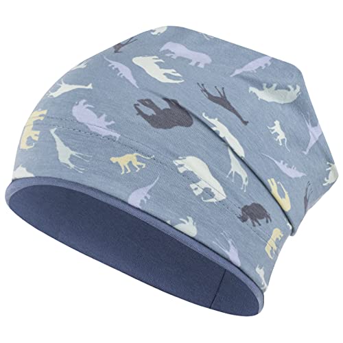 Jungen Mütze Beanie Übergangsmütze Dinosaurier Drachen Krokodil Frühling Herbst, Größe: 50/52, Farbe: Blau-Elefanten von Maja