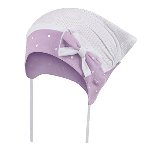 Kopftuch Mütze Baby Mädchen Sommer Dreiecktuch Stirnband, Farbe: Weiß/Flieder, Größe: 40-42 von Maja