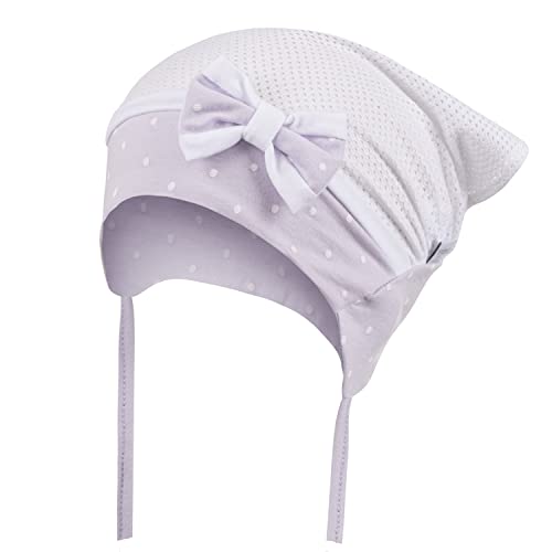 Kopftuch Mütze Baby Mädchen Sommer Dreiecktuch Stirnband, Farbe: Weiß/Hell-Flieder, Größe: 48-50 von Maja