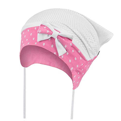 Kopftuch Mütze Baby Mädchen Sommer Dreiecktuch Stirnband, Farbe: Weiß/Pink, Größe: 48-50 von Maja