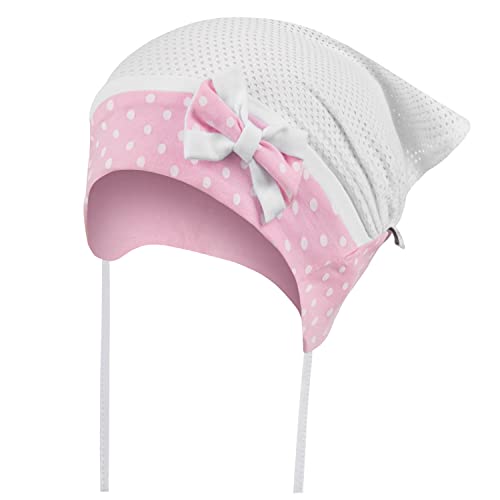 Kopftuch Mütze Baby Mädchen Sommer Dreiecktuch Stirnband, Farbe: Weiß/Rosa, Größe: 40-42 von Maja