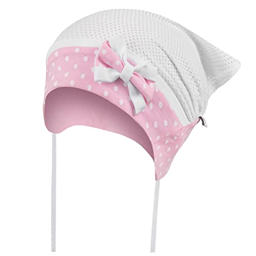 Kopftuch Mütze Baby Mädchen Sommer Dreiecktuch Stirnband, Farbe: Weiß/Rosa, Größe: 44-46 von Maja