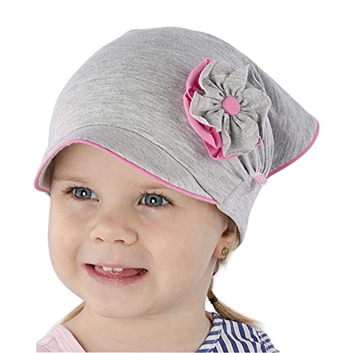 Kopftuch Mütze Baby Mädchen Sommer Kinder Baumwolle, Farbe: Grau/Pink, Größe: 42-44 von Maja