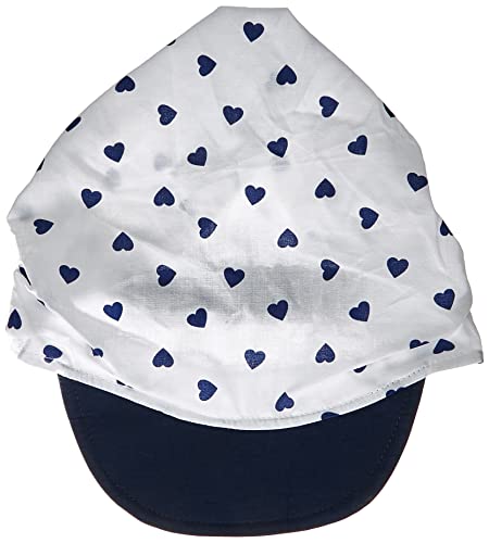 Kopftuch Sommer Mütze Schirmmütze Stirnband Mädchen Baumwolle Herz Punkte, Größe: L (50/52), Farbe: Blau-Weiß-Herzen von Maja