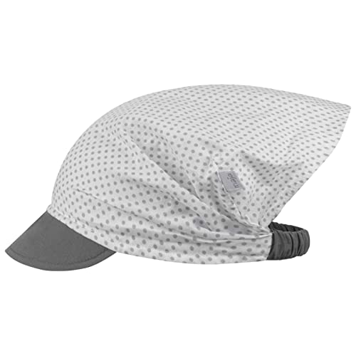 Kopftuch Sommer Mütze Schirmmütze Stirnband Mädchen Baumwolle Herz Punkte, Größe: L (50/52), Farbe: Grau-Weiß von Maja