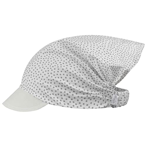 Kopftuch Sommer Mütze Schirmmütze Stirnband Mädchen Baumwolle Herz Punkte, Größe: M (46/48), Farbe: Creme-Grau von Maja