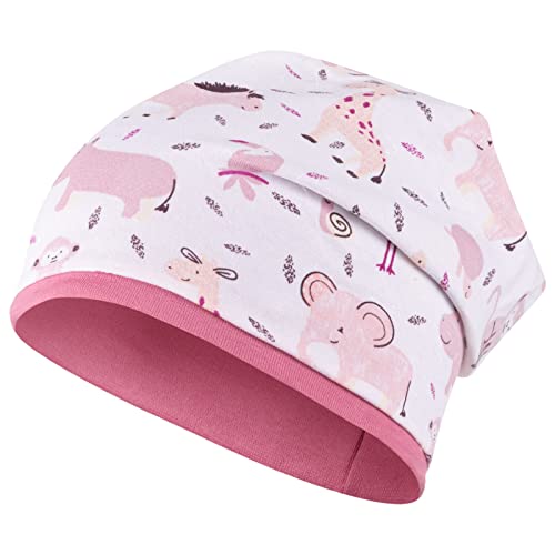 Mädchen Mütze Übergangsmütze Kindermütze Beanie Frühling Herbst, Größe: 50/52, Farbe: Weiß-Rosa von Maja