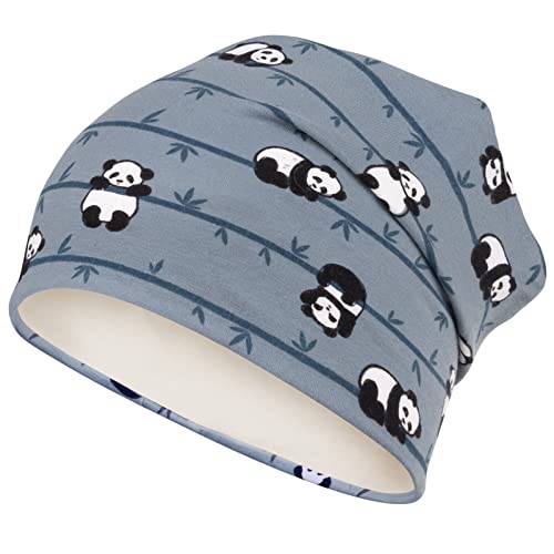 Mütze Beanie Übergang Mädchen Junge Größe 46-56 Zwillinge Panda Baumwolle, Größe: 46-48, Farbe: Blau von Maja