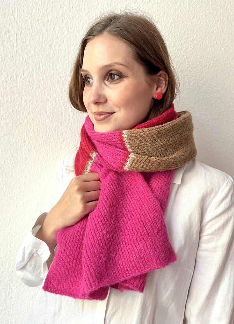 Alpakaschal Seide Flauschig Und Edel, Weich Wärmender Schal in Knallpink, Braun Rot, Wollschal Gestrickt Leicht Bunt von MajaCelineDE
