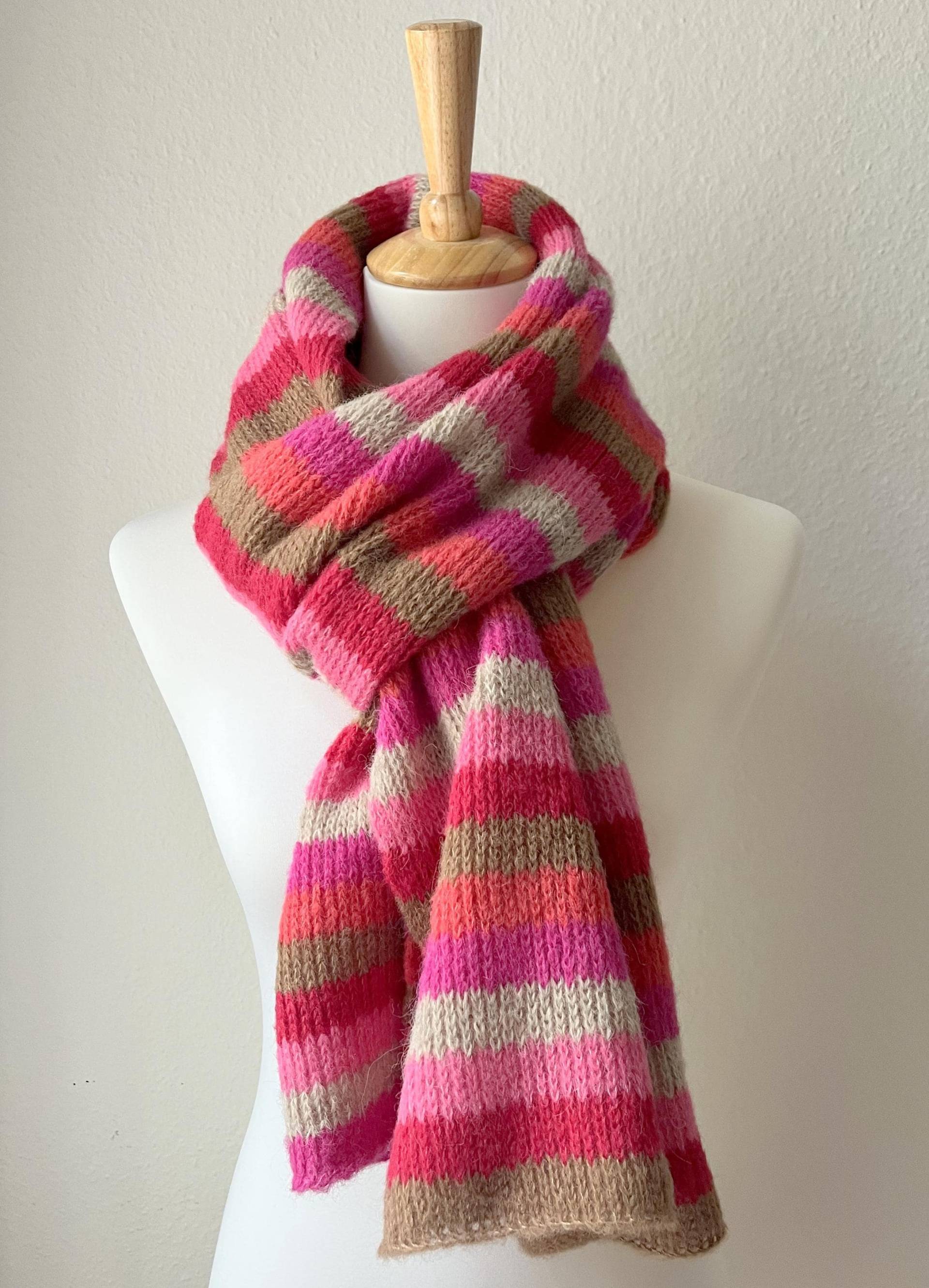 Alpakaschal Seide Gestreift Flauschig Und Edel, Weicher Schal Aus Alpakawolle, Wärmend Leicht Bunt von MajaCelineDE