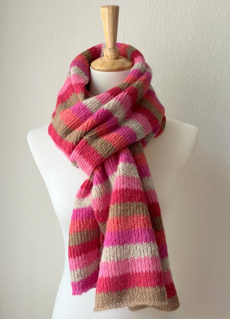 Alpakaschal Seide Gestreift Flauschig Und Edel, Weicher Schal Aus Alpakawolle, Wärmend Leicht Bunt von MajaCelineDE