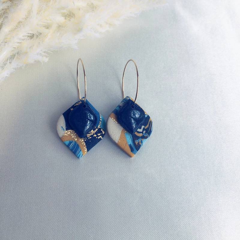 statement Ohrringe Aus Polymer Clay Creole Gold Colleen Diamant 24 Karat Vergoldet Braun Beige Gelb Blau Fimo Schmuck Geschenk Für Sie von MajaCelineDE