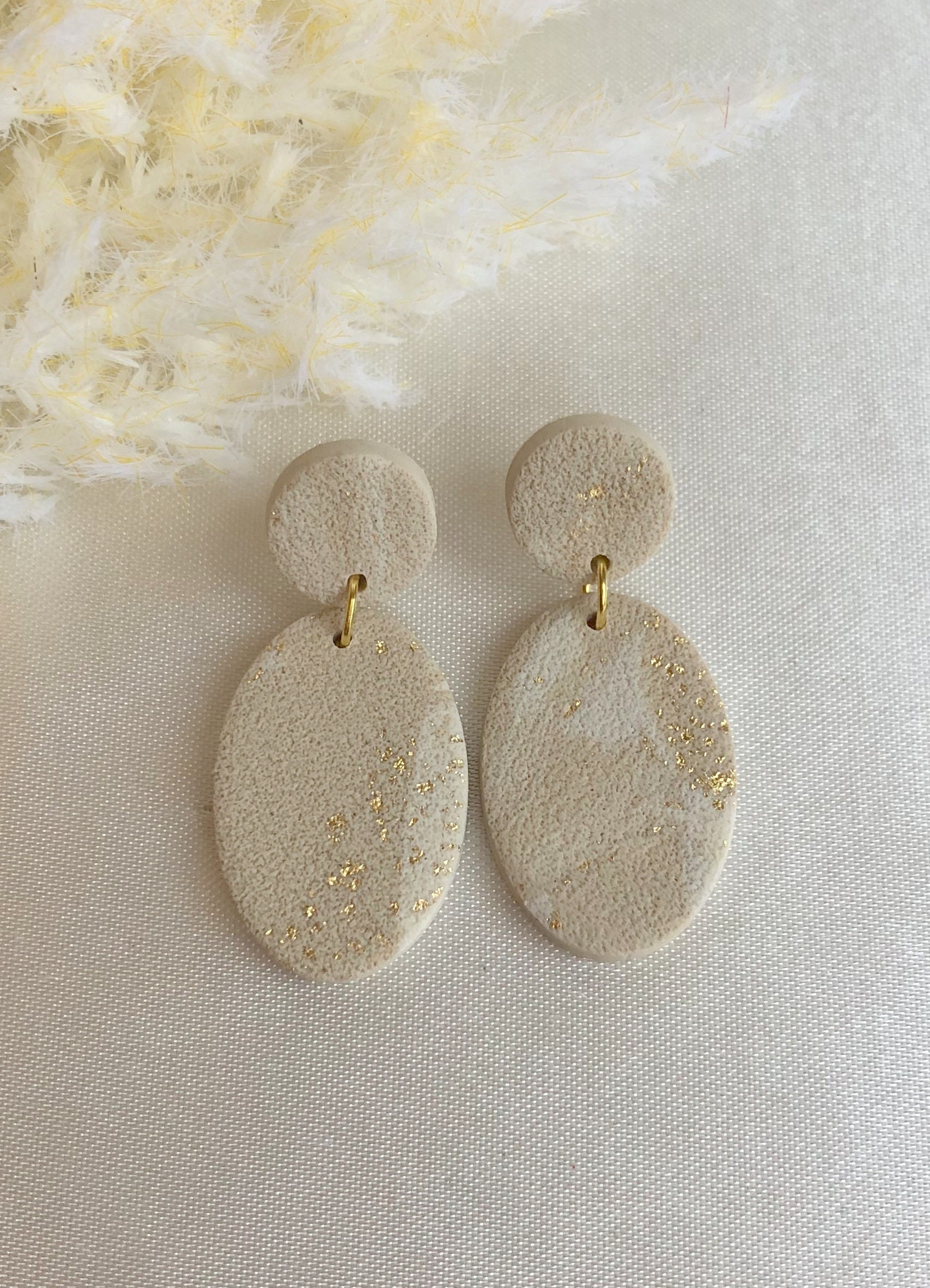 Polymer Clay Ohrringe Sina Sand Mit Blattgold Quadrat Kreis Polymer Clay Ohrringe Sina Sand Mit Blattgold Quadrat Kreis von MajaCelineDE