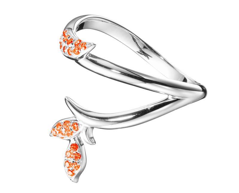 14K Weißgold Orange Saphir-Verlobungsring, Gemstone Ehering Für Sie. Alternative Verlobungsring, Blumenhochzeitkapelle von MajadeJewelryDesign