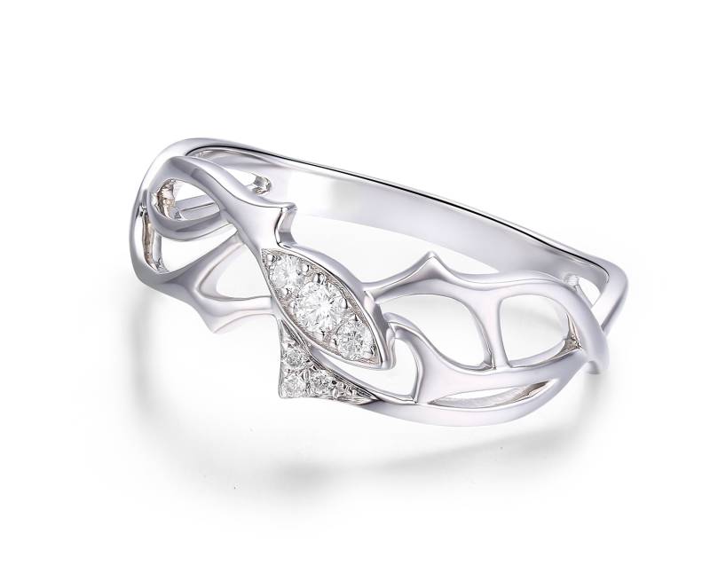 Diamant Ring Gothic-Zweig Verlobung-Marquise Eheringe-Alternativer Elbisch-Versprechen Thorn-Natur Inspirierter Weißgold von MajadeJewelryDesign