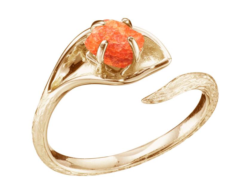 Oregon Roher Sonnenstein Verlobungsring-Zweig Blume Ring-Natur Inspiriert Rustikal Ehering Ast-Calla Lilie Ring-Baumrinde Vorschlag Ring-Gold von MajadeJewelryDesign