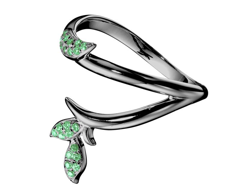 Schwarz Getauchter 14K Gold Smaragd Verlobungsring, Grüner Edelstein Ehering Für Sie. Alternative Blume Sie von MajadeJewelryDesign