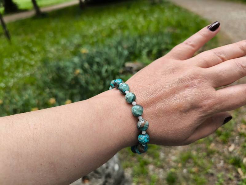 Blue Ocean Jasper - Design Bracelet Handcrafted Armband Natural Stone Boho With Gift Box von MajasGeschenkladen