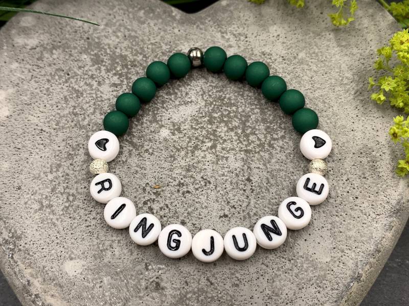 Armband Ringjunge Acryl Dunkelgrün - Perlen 6 Mm Geschenk Ringkind Ringmädchen- Rund Um Hochzeit Viele Farben Alle Größen Handmade von MajasPerlen