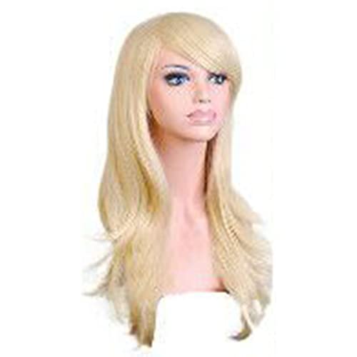 Majatou Cosplay Lange Lockige Wellenperiere Frauen Hitzefestants Mode Halloween Cosplay Party Kostüm Perücke (Leichtes Gold) von Majatou