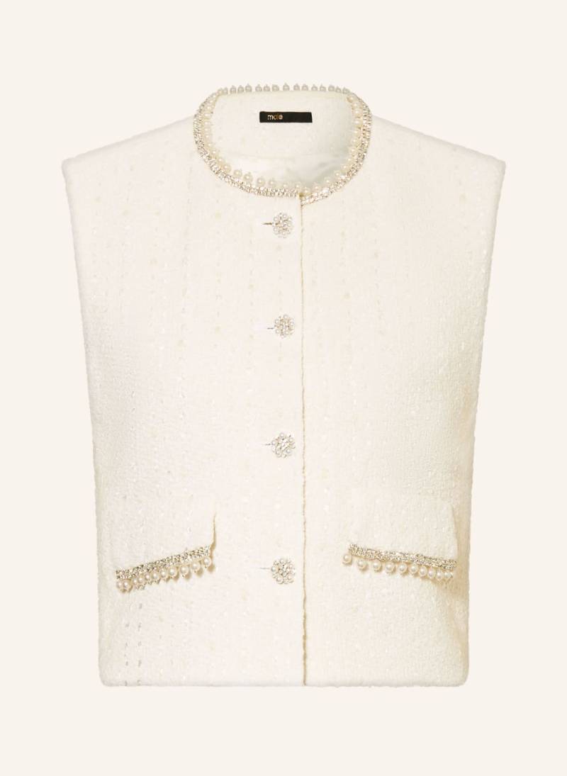 Maje Blazerweste Aus Tweed Mit Schmucksteinen weiss von Maje
