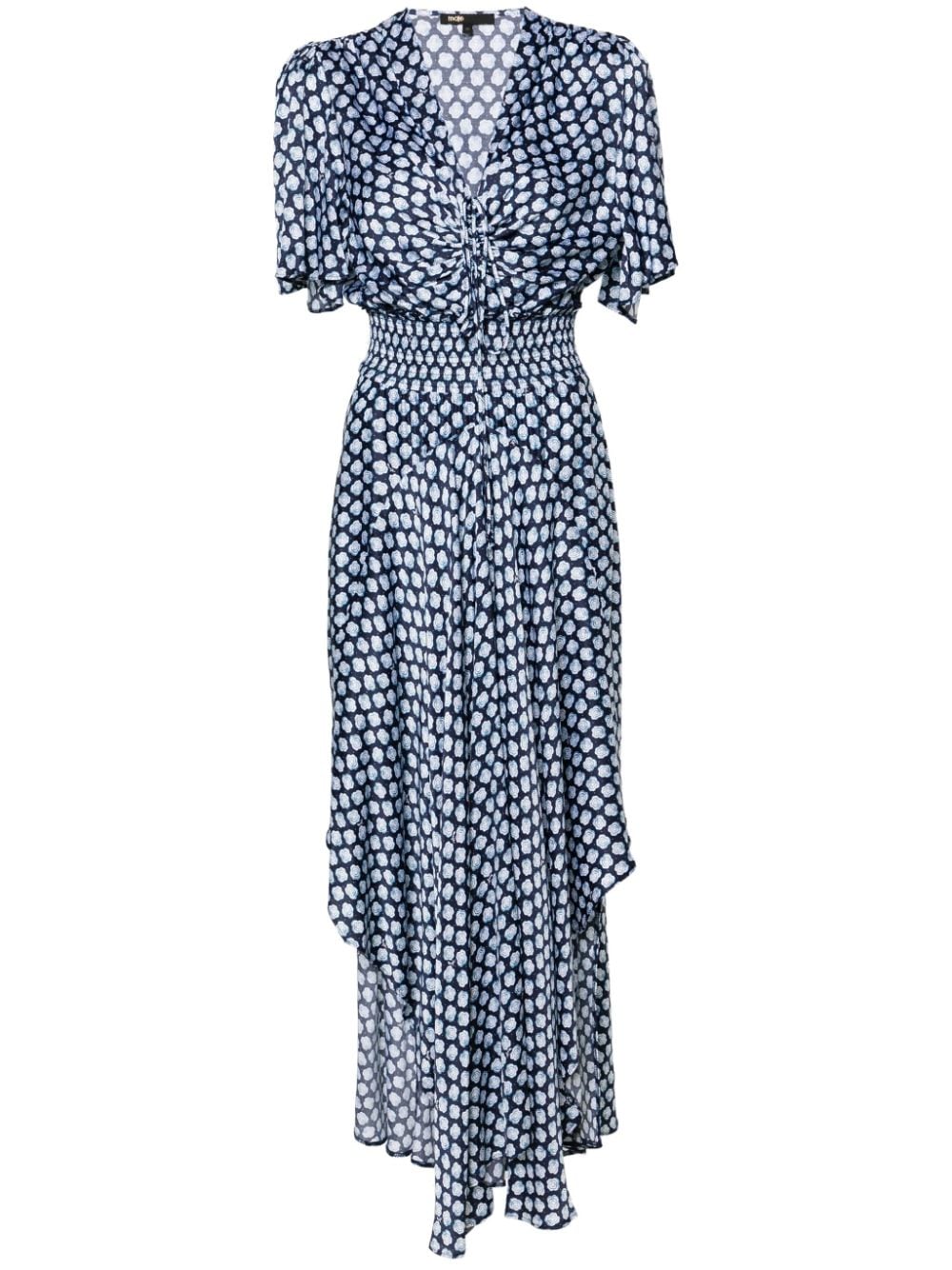 Maje Clover-print satin midi dress - Blau von Maje