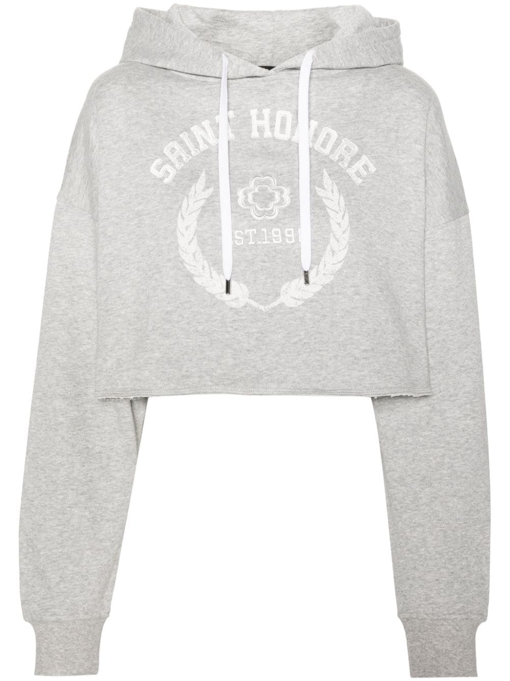 Maje Cropped-Hoodie mit Logo-Stickerei - Grau von Maje