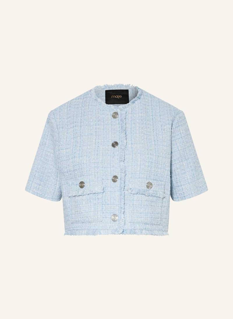 Maje Cropped-Jacke Aus Tweed blau von Maje