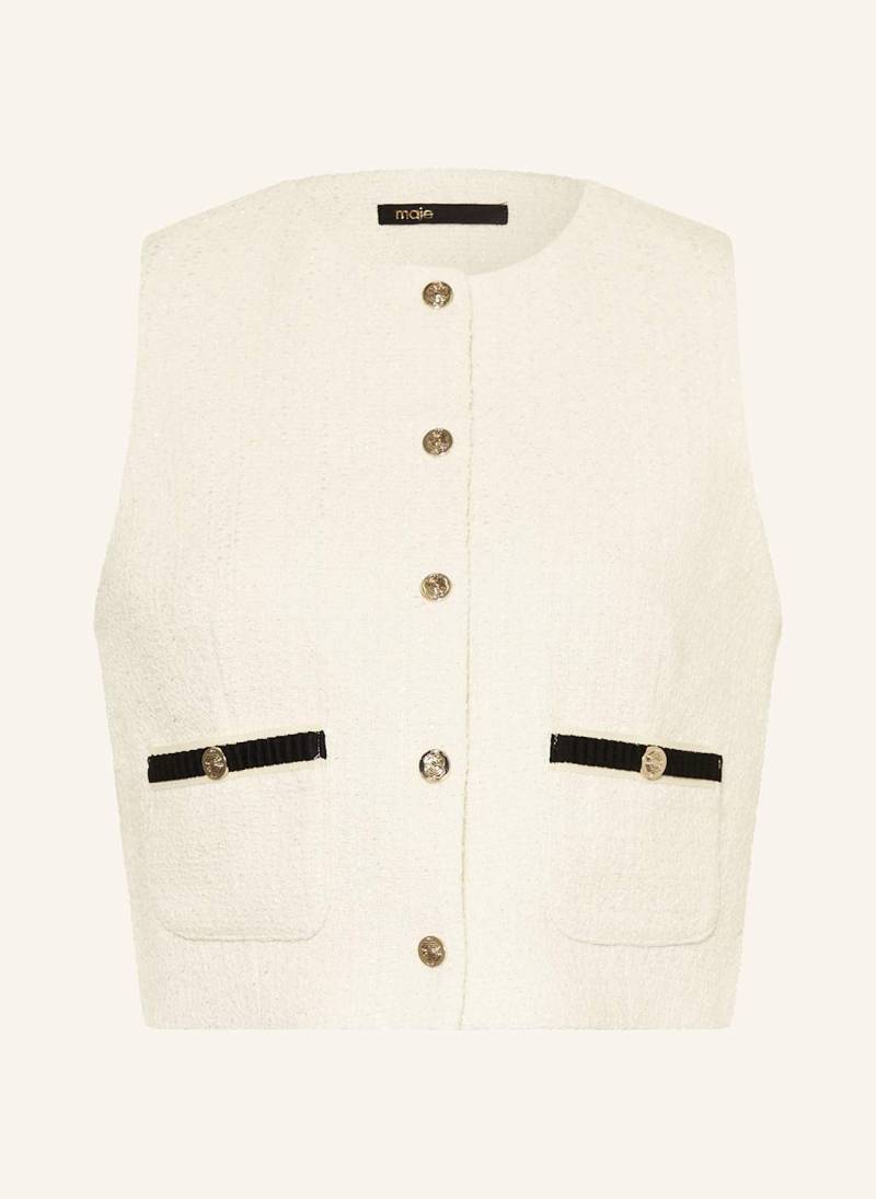Maje Cropped-Weste Aus Bouclé Mit Glitzergarn weiss von Maje