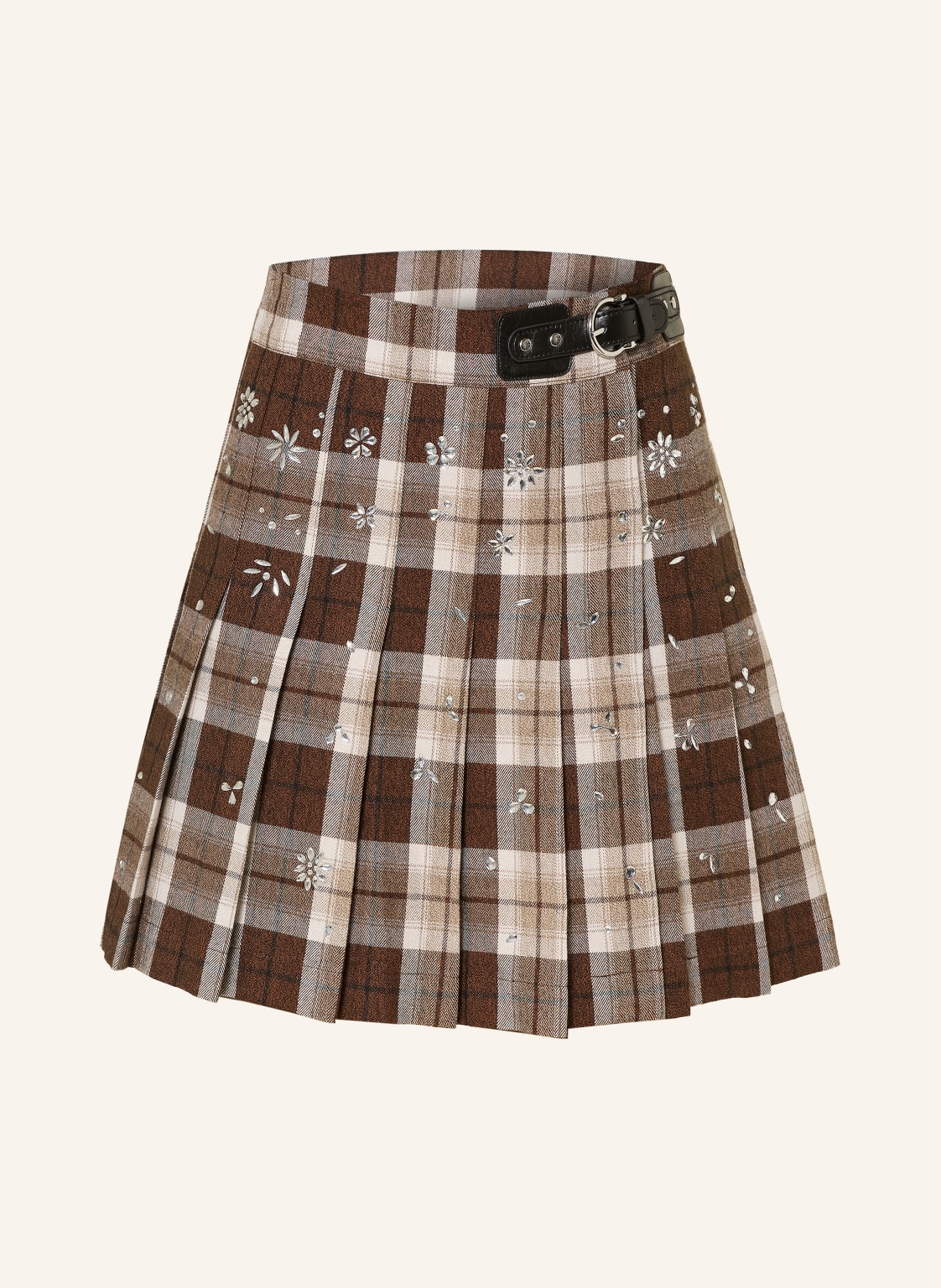 Maje Faltenrock Mit Schmucksteinen braun von Maje