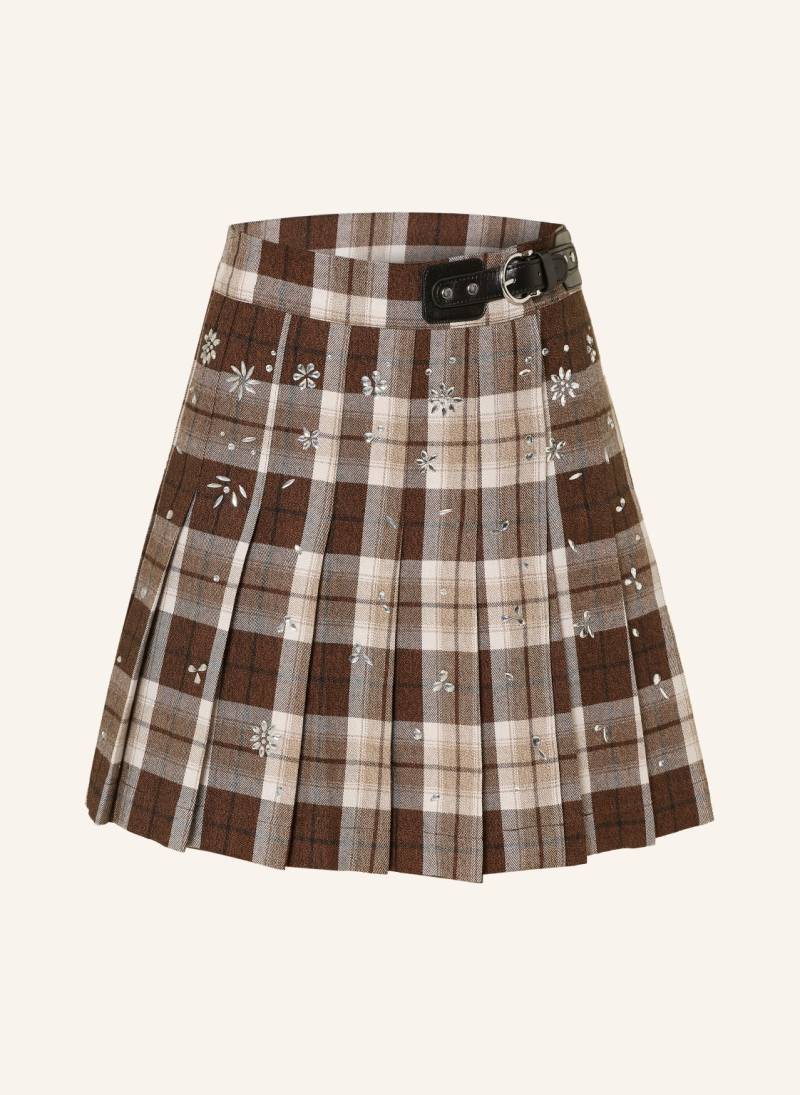 Maje Faltenrock Mit Schmucksteinen braun von Maje