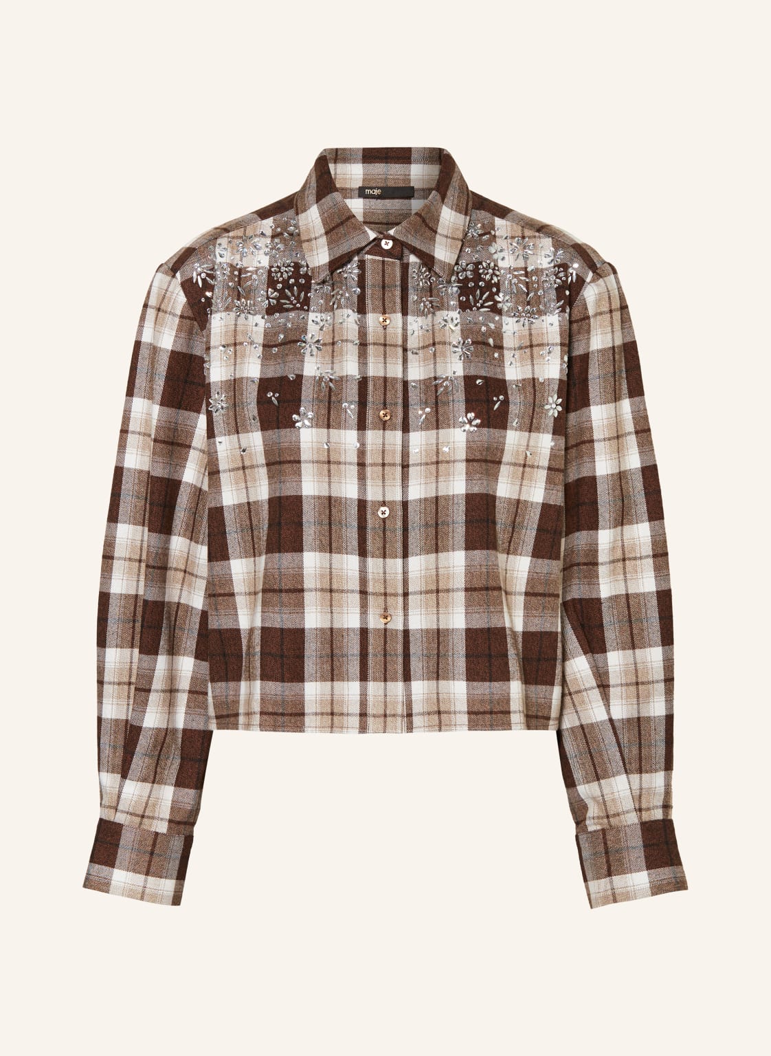 Maje Hemdbluse Mit Schmucksteinen braun von Maje