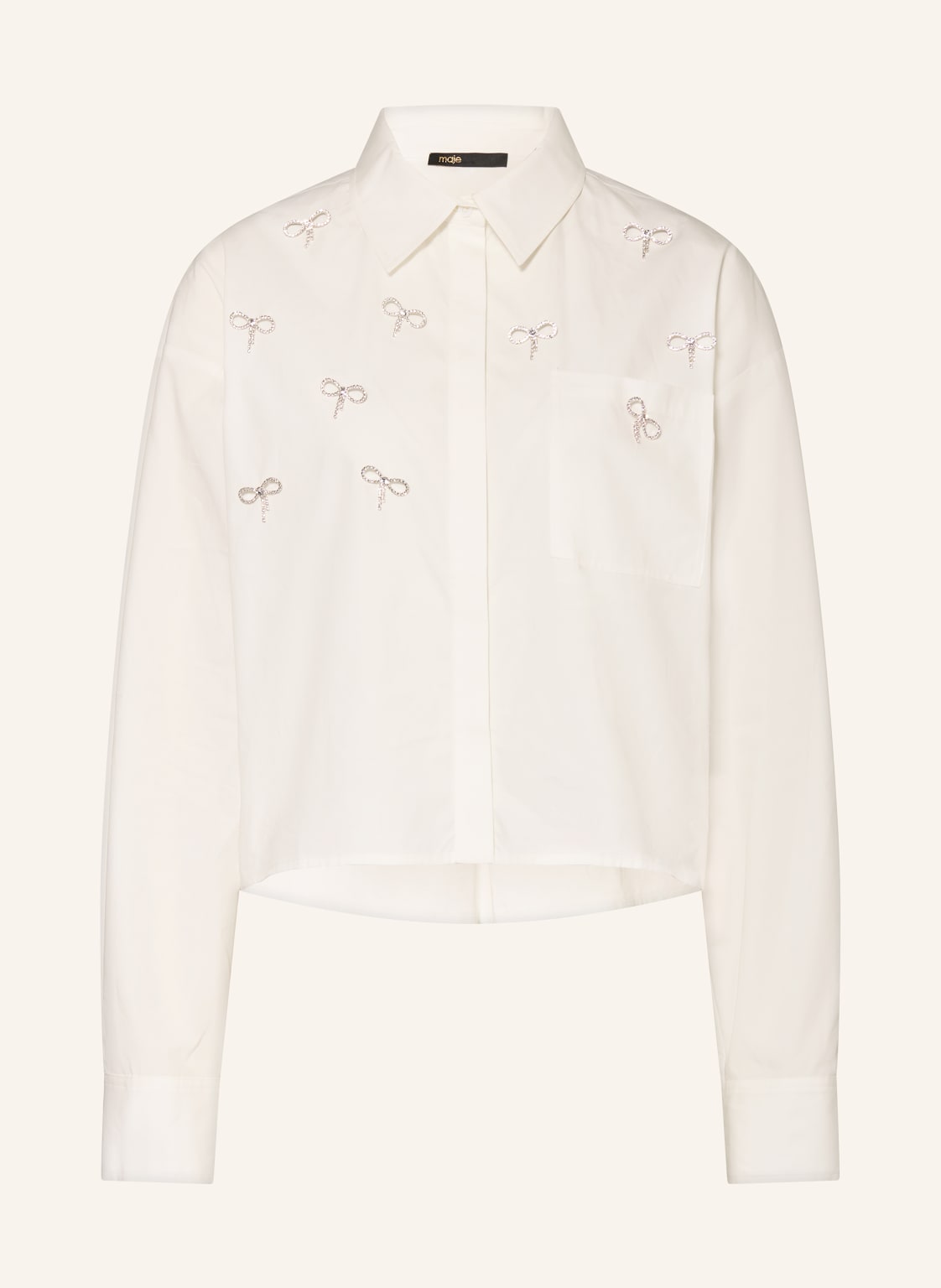 Maje Hemdbluse Mit Schmucksteinen weiss von Maje
