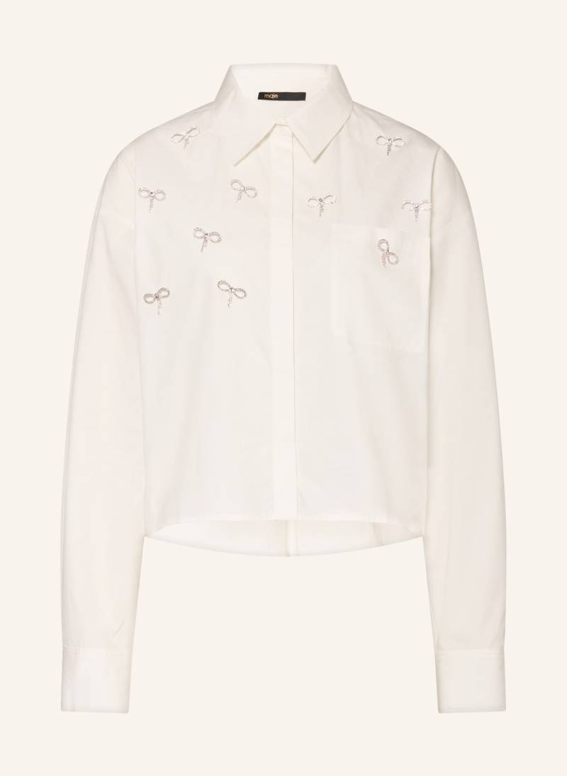 Maje Hemdbluse Mit Schmucksteinen weiss von Maje