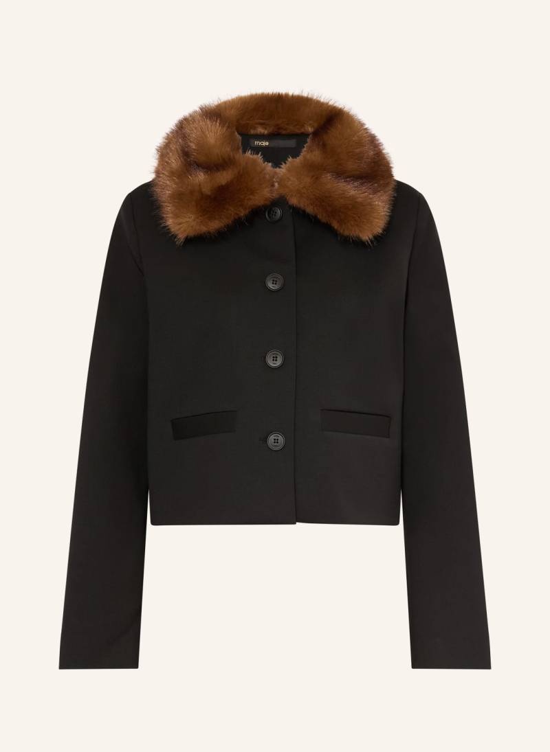 Maje Kastenjacke Mit Kunstfell schwarz von Maje