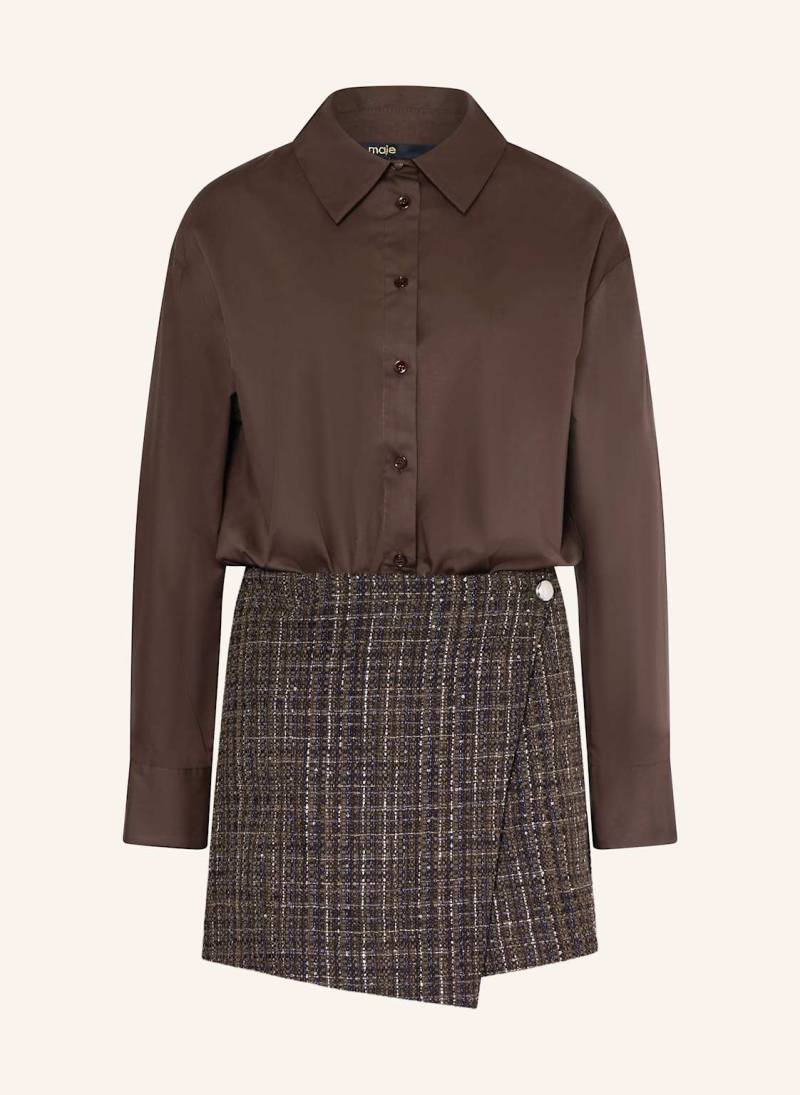 Maje Kleid Im Materiamix braun von Maje