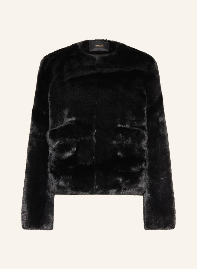 Maje Kunstpelz-Jacke schwarz von Maje