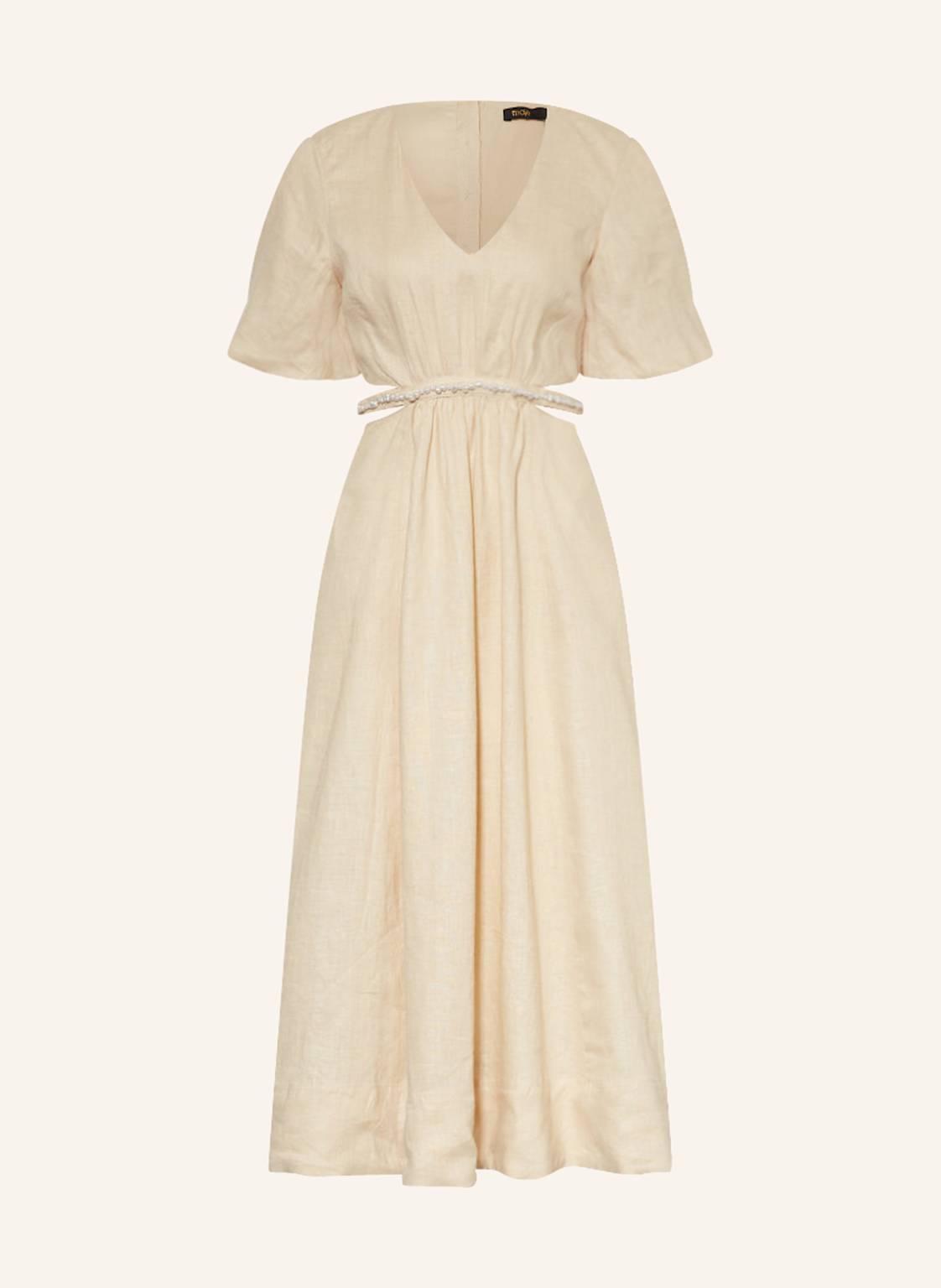 Maje Leinenkleid Mit Cut-Outs Und Schmuckperlen beige Maje Leinenkleid Mit Cut-Outs Und Schmuckperlen beige von Maje